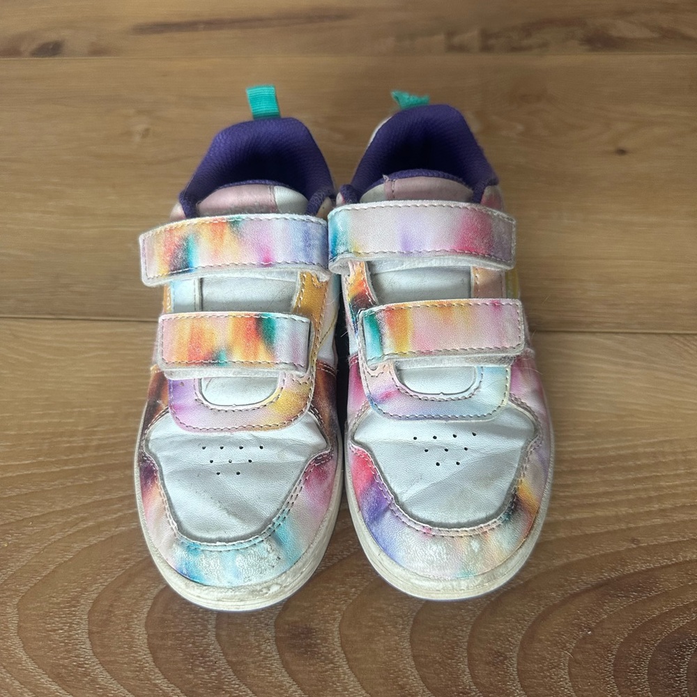 Reebok Kids White Sneakers with Rainbow Watercolor Accents